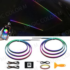 Lumi&egrave;res d'ambiance pour toit ouvrant de voiture, 140cm, 55.12 pouces, lucarne LED Symphony RGB,