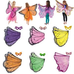 Cape ailes de papillon Performance Cosplay elfe ailes d'ange Cape masque de fée Costumes de scène