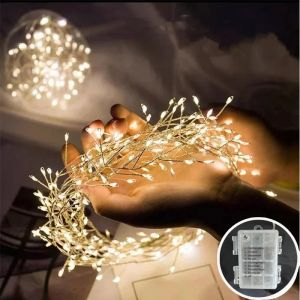Guirlande lumineuse féerique en fil de cuivre à piles, 100/200 diodes, grappe féerique, pétards,