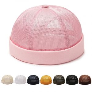 Casquette ronde pastèque rétro américaine Simple, sans bord, chapeau en maille Pure, respirabilité,
