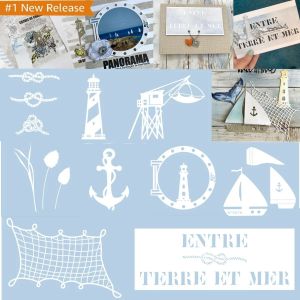 Filet de p&ecirc;che phare de voile, matrices de d&eacute;coupe en m&eacute;tal pour bricolage, d&eacute;coration,
