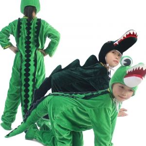 Vert unisexe enfant en bas &acirc;ge enfants adultes en peluche Animal Cosplay Crocodile pyjamas