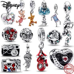 Nouveau 925 argent Sterling Mickey amour coeur Winnie Tigrou bricolage pendentif perle balancent