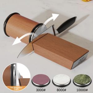 Aiguiseur de couteaux à roulettes, porte-couteau magnétique, pierre à aiguiser en diamant avec 15 et