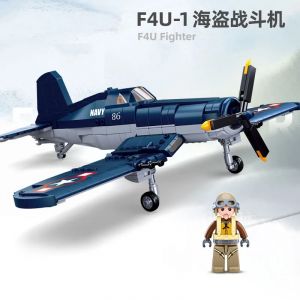 550 pièces WW2 tempête du pacifique arme militaire F4U-1 chasseur Pirate blocs de construction