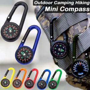 Mini boussole ABS mousqueton Camping en plein air multicolore randonn&eacute;e boussole &agrave; d&eacute;gagement rapide