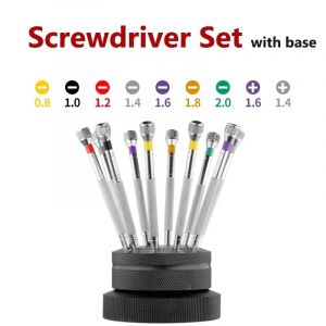 Jeu de tournevis 9 pi&egrave;ces, outil de r&eacute;paration de montres, jeu de tournevis avec Base rotative,