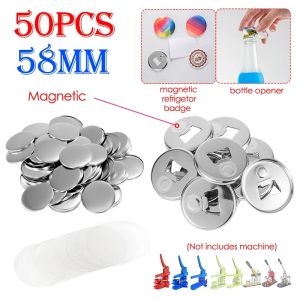 50 pi&egrave;ces 58mm r&eacute;frig&eacute;rateur magn&eacute;tique Badge mat&eacute;riaux ouvre-bouteille bouton bricolage faisant des