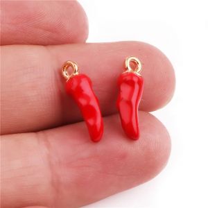 Breloques en corne de poivre chaud, en émail, légumes, Talisman, pendentif piment rouge pour