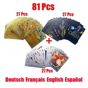 Cartes Pokemon allemand espagnol fran&ccedil;ais anglais Vmax GX, carte d'&eacute;nergie Pikachu, Collection Rare,