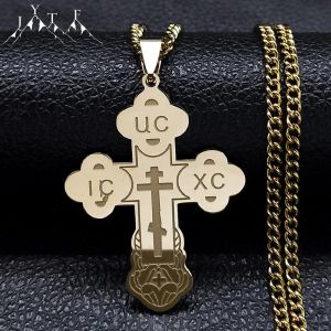 Collier croix orthodoxe en acier inoxydable, minimaliste, croix latine boudée, russe, slave,