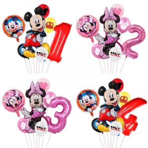 Ensemble de ballons en aluminium Minnie Mouse pour enfants, d&eacute;coration d'anniversaire Disney,