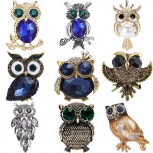 Broche hibou en strass pour femmes, unisexe, en verre, Animal, oiseau, &eacute;pingles &agrave; revers, sac &agrave; dos
