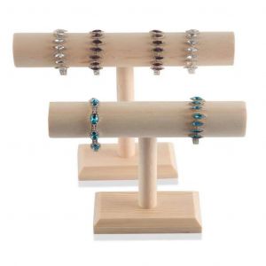 Pr&eacute;sentoir de bijoux en bois dur, cha&icirc;ne de Bracelet, barre en T, pr&eacute;sentoir pour Bracelet, montre,