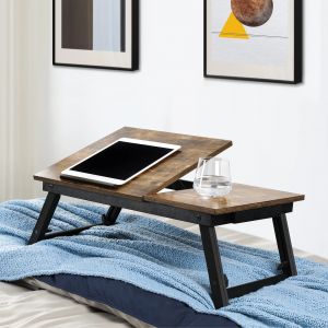 SONGMICS Table de lit, Support pour Ordinateur Portable, Plateau de Service Petit-déjeuner, avec