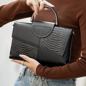 Sac à bandoulière en cuir synthétique PU pour femmes, sac à main et bourse à rabat à motif
