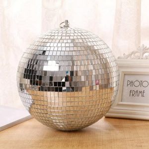 Boule de miroir Disco 2024, boule brillante de fête, lumière de scène rotative, boule de verre rétro