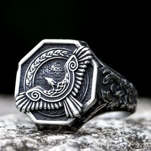 Bague amulette en acier inoxydable 316L, mythologie nordique, aigle volant, pour hommes et femmes,