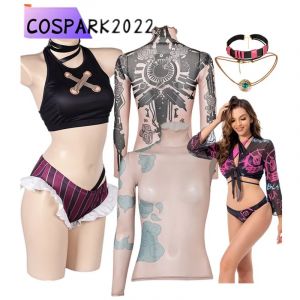 Jeu LoL Arcane 2 Jinx Cosplay maillot de bain Costume VI femmes déguisement tatouage imprimé hauts