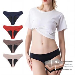 Offre sp&eacute;ciale sans couture taille basse &eacute;tanche 4 couches culotte menstruelle lavable flux l&eacute;ger