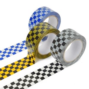 1/rouleau 48mm * 100m noir blanc jaune bleu couleur damier grille Bopp ruban adhésif pour bricolage