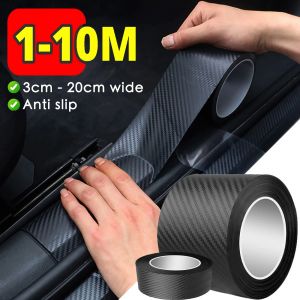 1-20m Autocollant de bande 3D voiture en fibre carbone, pâte miroir porte, protection bricolage,