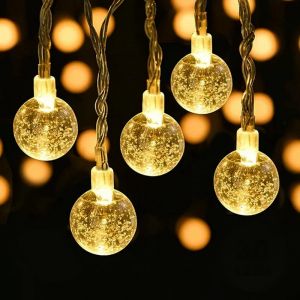 Boule de cristal fée chaîne lumières extérieur étanche décoration de noël Camping fée guirlande