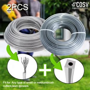 2.4mm/2.7mm/3mm/4.0mm 15M 2 pièces fil d'herbe de loup ligne de coupe carré + rond en acier