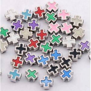 Perles carrées en émail chevaliers templiers, 8MM, bijoux à faire soi-même L1556, 50 pièces, 9