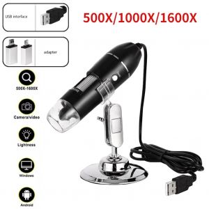 Microscope numérique 1600X 1000X 500X, caméra Type C USB, Microscope électronique Portable pour la