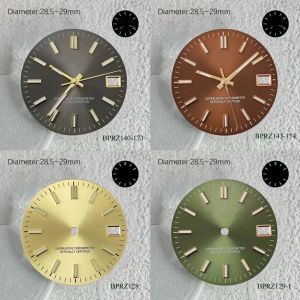 28.5mm S Logo Date émettant la lumière verte cadran NH35 mouvement automatique 29mm vert échelle