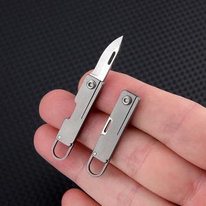 Pendentif porte-clés Mini couteau en alliage de titane, déballage Portable, Mini couteau pliant