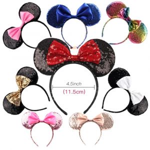 Nœuds de cheveux oreilles de Minnie Mouse, bandeau de Festival, accessoires de bricolage, bandeau de