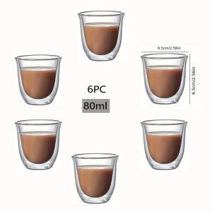 Ensemble de Tasses à Café Isolées en Verre à Double Paroi, Article de Standard Espresso, Latte,