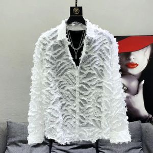 Chemise pour hommes Y2k, chemise à franges en plumes creuses, Streetwear, Niche, personnalité,