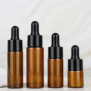 50pcs, 100 pièces 5ml 10ml 15ml 20ml flacon compte-gouttes en verre ambré pots flacons avec Pipette