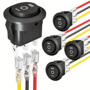 5 pi&egrave;ces 12V interrupteur &agrave; bascule rond-3 positions SPDT ON/Off/ON, &eacute;tanche, 6A/250V AC 10A/125V