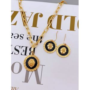 Ensemble collier et boucles d'oreilles tête de Lion en alliage de Zinc pour femmes, bijoux à usage