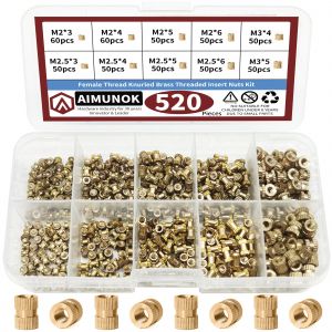520 pièces M2 M2.5 M3 filetage femelle métrique moleté en laiton fileté insérer Kit d'assortiment