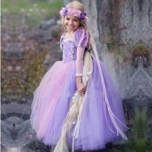 Robe raiponce pour filles, Costume de Cosplay de princesse d'halloween pour enfants, cadeau de f&ecirc;te