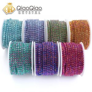 QIAO volcan magique 10 m&egrave;tres/rouleau Strass garniture tasse cha&icirc;ne or diamant Strass d&eacute;coratif