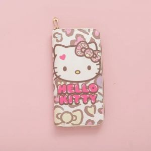 Sanrio Hello Kitty sac à main longue fermeture éclair Texture étudiant carte sac grande capacité