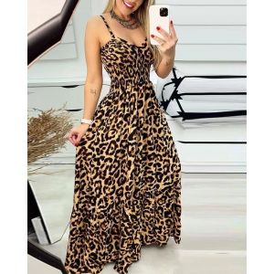 Robe T-shirt à imprimé léopard, robe longue de tempérament Sexy, vêtements élégants et Sexy pour