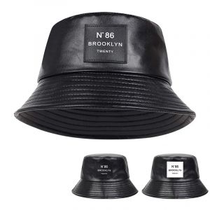Chapeaux seau en cuir Pu unisexe, étiquette N86, personnalité, casquettes de pêcheur, casquette