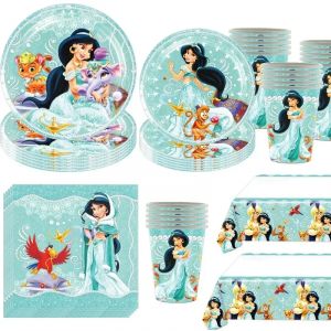 MINISO Disney Jasmine princesse thème vaisselle enfants fête d'anniversaire tasses assiettes