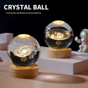 LED veilleuse voie lactée galaxie système solaire boule de cristal enfants lampe de nuit chambre