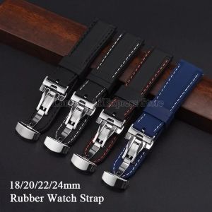 Bracelet de montre en caoutchouc 18mm 20mm 22mm 24mm, Bracelet &agrave; d&eacute;gagement rapide pour Seiko
