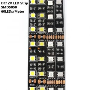 Bande lumineuse LED 5050, 1M 2M 3M 5M, panneau PCB noir, entr&eacute;e 60LED/m&egrave;tre 12V, bande de s&eacute;curit&eacute;