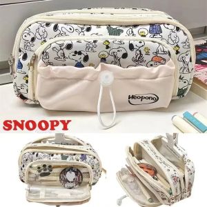 Snoopy &ndash; trousse &agrave; crayons avec cordon de serrage, sac &agrave; stylos de dessin anim&eacute;, grande capacit&eacute;,