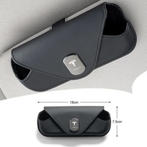 Pare-soleil de voiture en cuir de haute qualité, étui à lunettes, boîte à lunettes, clip de